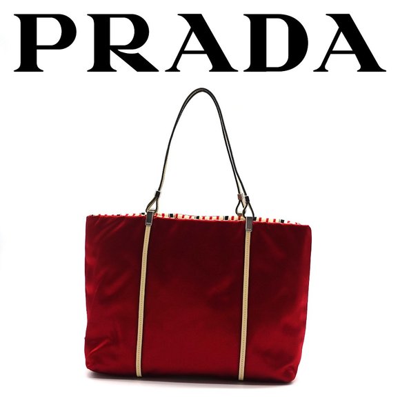 Prada Satin Tote Red - Picture 1 of 15